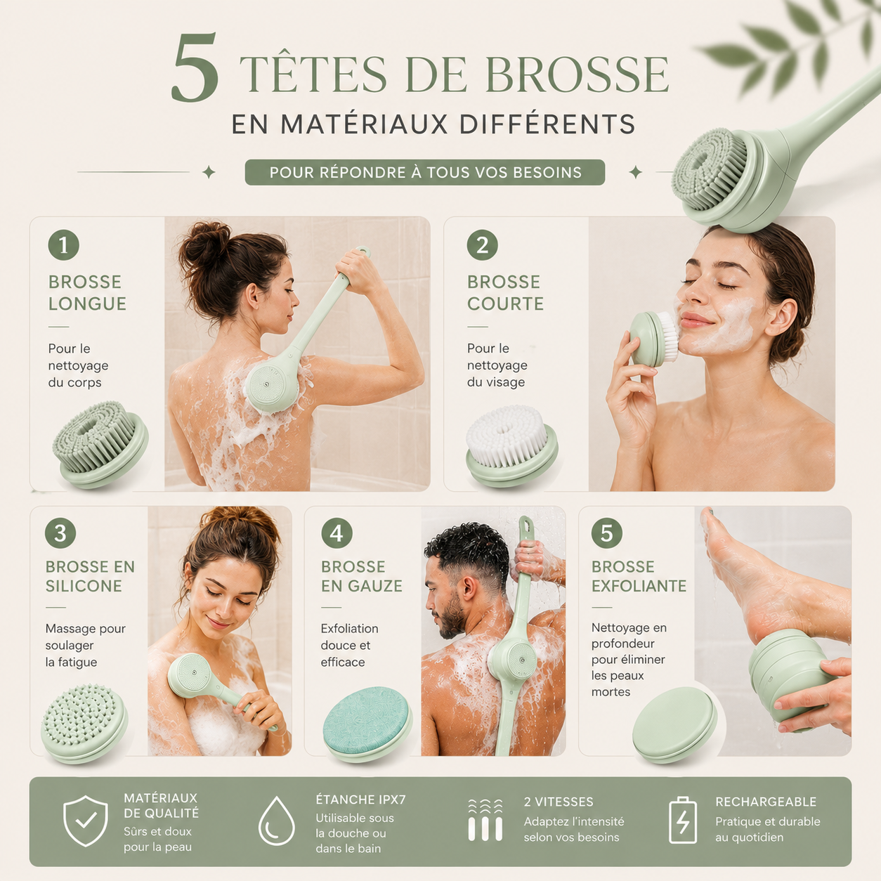 Brosse de Bain Électrique Lumsha 5 en 1
