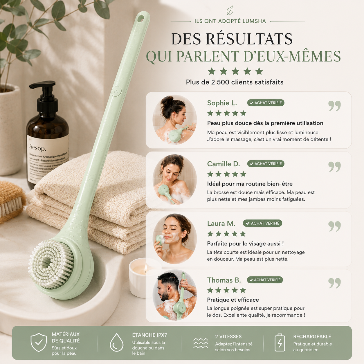 Brosse de Bain Électrique Lumsha 5 en 1